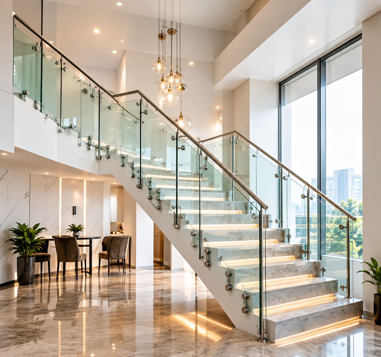 Glass Railings with Handrail